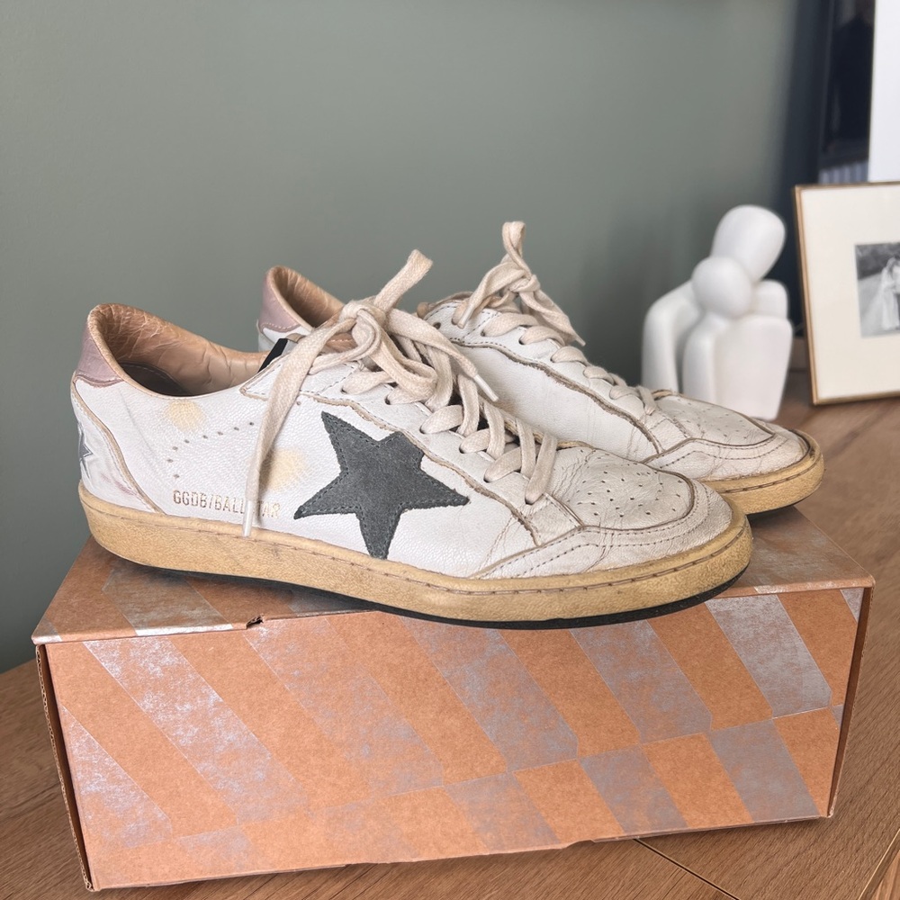 Golden Goose Ball Star Dark Green Star, Pink Heel